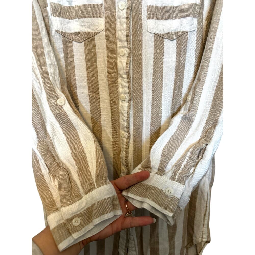 Hope & Harlow Striped Button Front Shirt Dress Long Sleeve Rayon Women’s Small - Picture 4 of 7